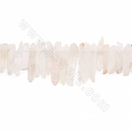 白水晶串珠 不規則磨砂 尺寸6x24-6x45毫米 孔徑1毫米 長度39-40厘米/條