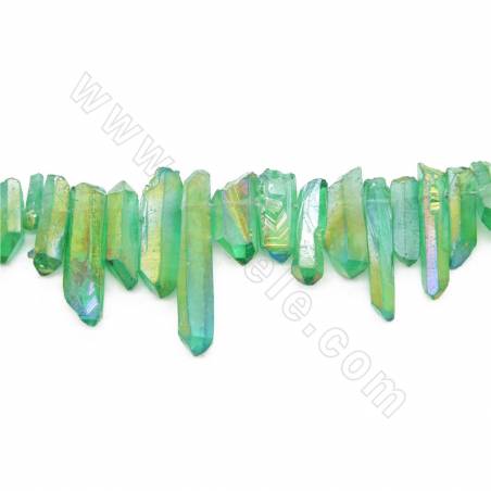 Galvanisierte Bergkristallperlen Strang unregelmäßige Größe 11x24-11x50mm Loch 0,8mm Länge 39 ~ 40cm / Strang