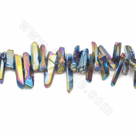 Galvanisierte Bergkristallperlen Strang unregelmäßige Größe 6X18-6X42mm Loch 0,8mm Länge 39 ~ 40cm / Strang