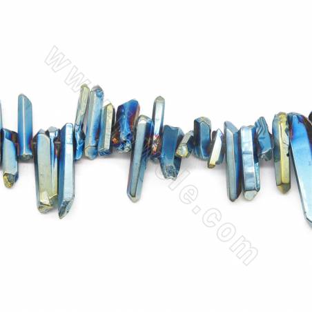 Electroplated Rock Crystal Beads Strand Irregular Size 6X18-6X42mm Hole 0.8mm Length 39~40cm/Strand