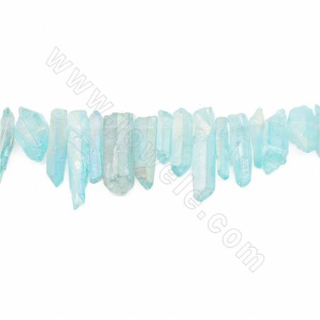 電鍍白水晶串珠 不規則 尺寸8x23-8x57毫米 孔徑0.8毫米 長度約39~40釐米/條