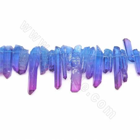 Electroplated Rock Crystal Beads Strand Irregular Size 7X30-7X60mm Hole 0.8mm Length 39~40cm/Strand