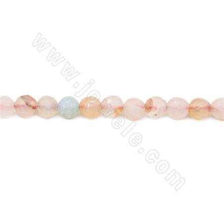 Collier de perles d'agate de feu chauffées à facettes rondes Diamètre 6mm Trou 0.8mm Environ 63 perles/collier
