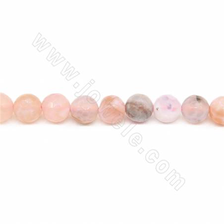Collier de perles d'agate de feu chauffées à facettes rondes diamètre 8mm trou 1.2mm longueur 39~40cm/collier