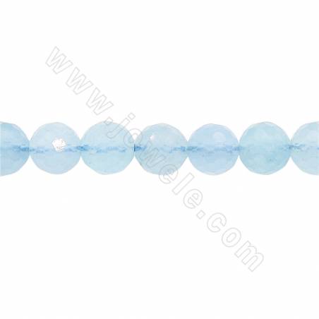 Collier de perles d'aigue-marine naturelle à facettes rondes diamètre 8mm trou 1mm environ 49 perles/collier