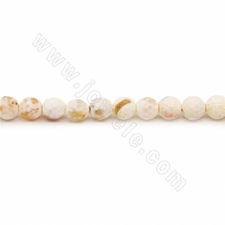 Heated Fire Agate Beads Strand Faceted Round Diameter 6mm  Hole 1.2mm  Length 39~40cm/Strand