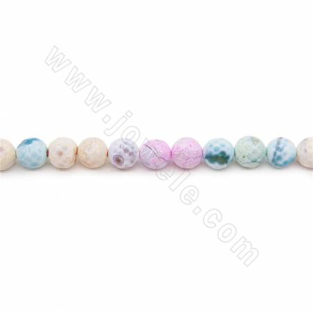 Heated Fire Agate Beads Strand Faceted Round Diameter 6mm Hole 1.2mm Length 39~40cm/Strand