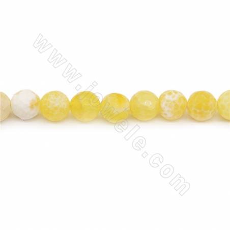 Collier de perles d'agate de feu chauffées, facettes rondes, taille 8mm, trou 1.2mm, longueur 39~40 cm/collier