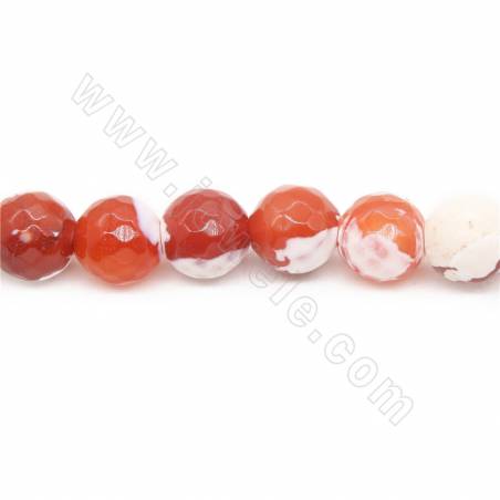 Collier de perles d'agate de feu chauffées à facettes rondes diamètre 12mm trou 1.5mm environ 33 perles/collier