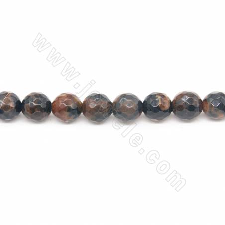Collier de perles d'agate de feu chauffées à facettes rondes Diamètre 8mm Trou 1.2mm Environ 48 perles/collier