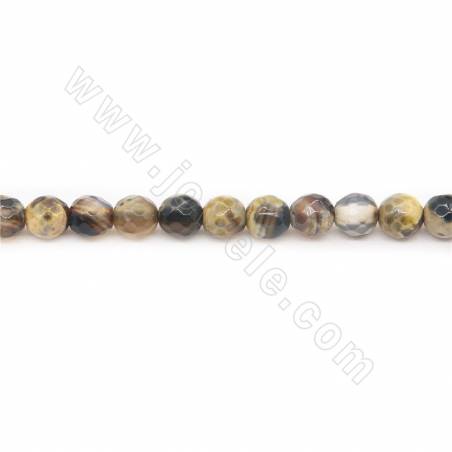 Collier de perles d'agate de feu chauffées à facettes rondes Diamètre 6mm Trou 1mm Longueur 39~40cm/Chaîne