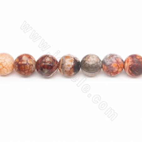 Collier de perles d'agate de feu chauffées Diamètre rond 14mm Trou 1.5mm Environ 27 perles/collier