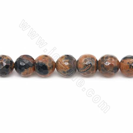 Collier de perles d'agate de feu chauffées à facettes rondes diamètre 12mm trou 1.5mm environ 35 perles/collier
