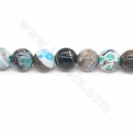 Collier de perles d'agate de feu chauffées Diamètre rond 12 mm Trou 1,5 mm Environ 35 perles/collier