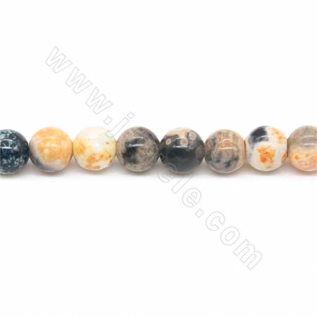 Collier de perles d'agate de feu chauffées Diamètre rond 8mm Trou 1mm Longueur 39~40cm/Chaîne
