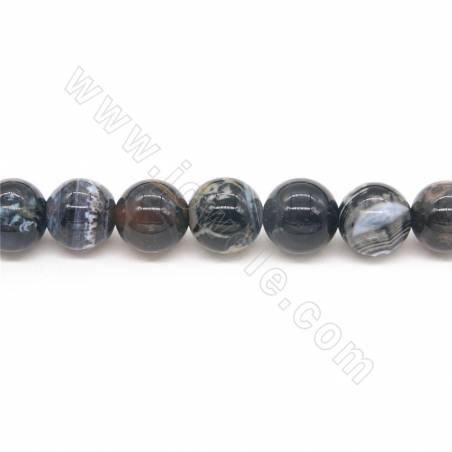 Collier de perles d'agate de feu chauffées Diamètre rond 12mm Trou 1.5mm Approximativement 33 perles/collier