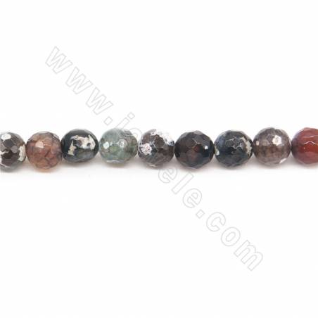 Collier de perles d'agate de feu chauffées à facettes rondes Diamètre 8 mm Trou 1,2 mm Environ 50 perles/collier