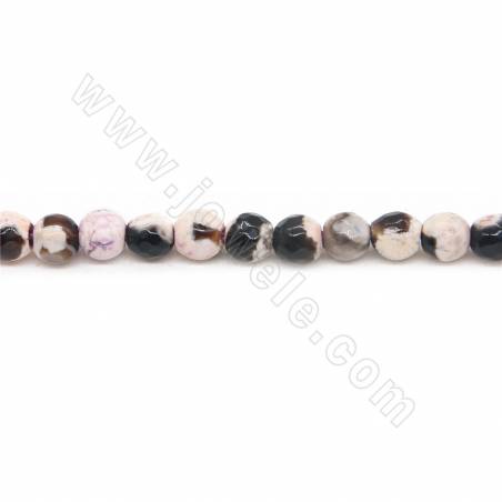 Collier de perles d'agate de feu chauffées à facettes rondes Diamètre 6mm Trou 1mm Approximativement 67 perles/collier