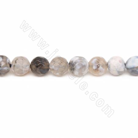 Collier de perles d'agate de feu chauffées à facettes rondes, diamètre 8 mm, trou 1 mm, environ 48 perles par collier