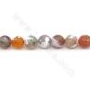 Collier de perles d'agate de feu chauffées à facettes rondes Diamètre 10mm Trou 1.2mm Approximativement 38 perles/collier