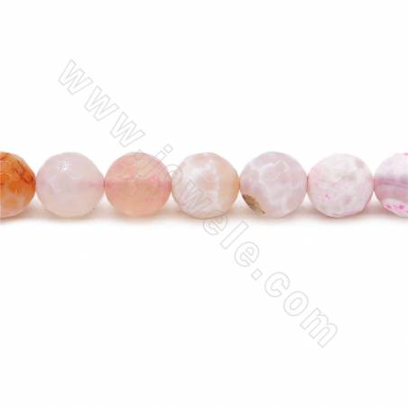 Collier de perles d'agate de feu chauffées à facettes rondes Diamètre 10mm Trou 1.2mm Approximativement 38 perles/collier