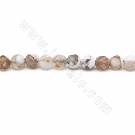 Collier de perles d'agate de feu chauffées à facettes rondes Diamètre 6mm Trou 1mm Environ 65 perles/collier