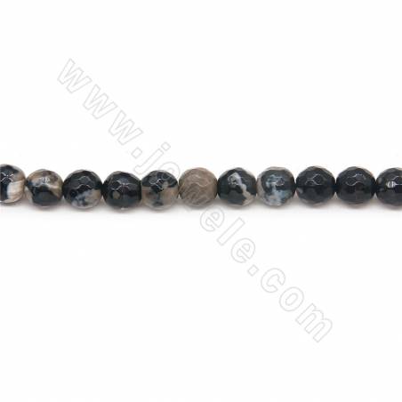 Collier de perles d'agate de feu chauffées à facettes rondes Diamètre 6mm Trou 1mm Environ 65 perles/collier