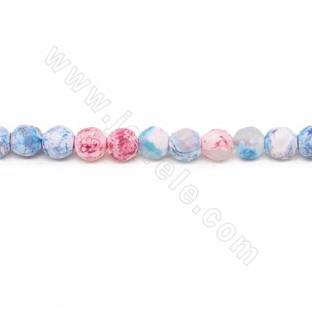 Heated Fire Agate Beads Strand Faceted Round Diameter 6mm Hole 1mm Approx. 68 Beads/Strand 39-40cm
