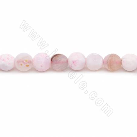 Collier de perles d'agate de feu chauffées à facettes rondes Diamètre 6mm Trou 1mm Approximativement 64 perles/collier