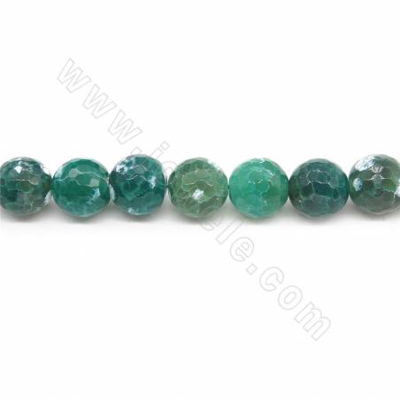 Collier de perles d'agate de feu chauffées à facettes rondes Diamètre 16 mm Trou 1,5 mm Environ 25 perles/collier