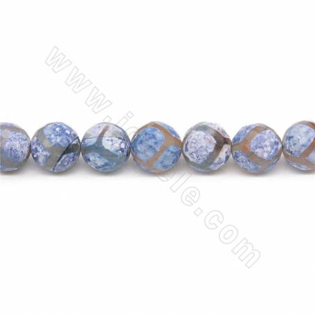 Erhitzte tibetische Dzi-Achat-Perlen Strang Facettierter runder Durchmesser 12 mm Loch 1,2 mm Ungefähr 30 Perlen / Strang
