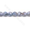 Collier de perles d'agate tibétaine chauffée Dzi à facettes rondes Diamètre 12 mm Trou 1,2 mm Environ 30 perles/collier