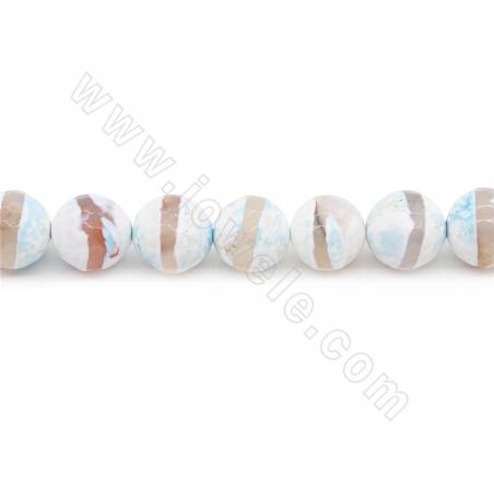 Heated Tibetan Dzi Agate Beads Strand Faceted Round Diameter 12mm Hole 1.5mm Approx. 32 Beads /Strand 39-40cm