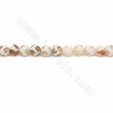 Rouleau de perles d'agate tibétaine chauffée Dzi à facettes rondes Diamètre 6mm Trou 1mm Longueur 39~40cm /Rouleau