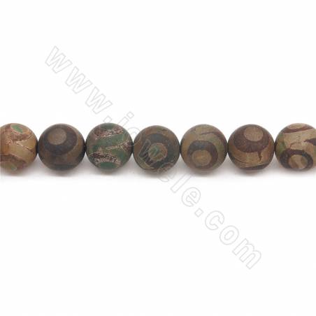 Erhitzte antike tibetische Dzi-Achatperlen Strang Runder Durchmesser 14 mm Loch 1,2 mm Ungefähr 28 Perlen / Strang