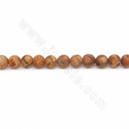 Heated Antique Tibetan Dzi Agate  Beads Strand Round Diameter 6mm Hole 1mm Length 39~40cm /Strand