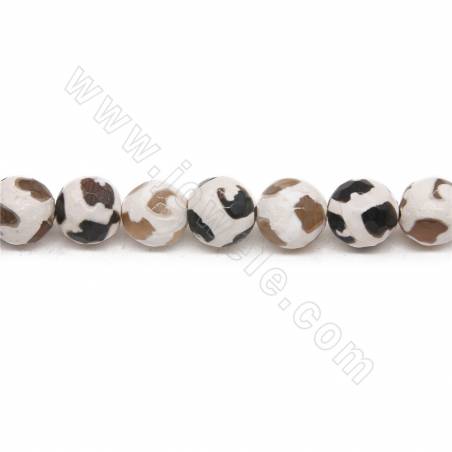 Rouleau de perles d'agate Dzi tibétaine antique et chauffée, facettes rondes, diamètre 10 mm, trou 1,2 mm, environ 38 perles par