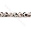 Erhitzte antike tibetische Dzi-Achat-Perlen Strang Facettierter runder Durchmesser 10 mm Loch 1,2 mm Ca. 38 Perlen / Strang