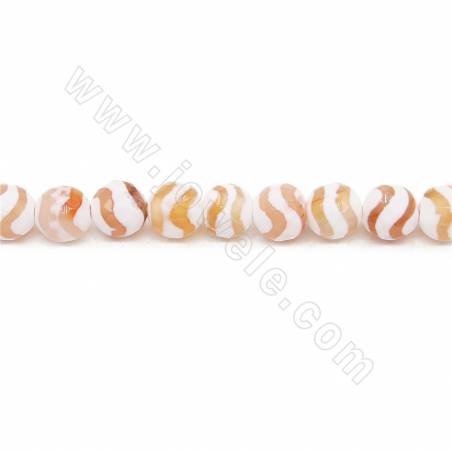 Rouleau de perles d'agate tibétaine chauffée Dzi à facettes rondes Diamètre 8mm Trou1.2mm Longueur 39~40cm/Rouleau