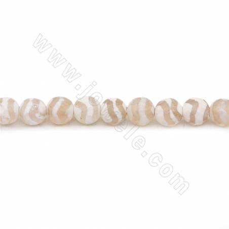 Collier de perles d'agate tibétaine chauffée Dzi à facettes rondes 6mm trou 1mm environ 62 perles/collier