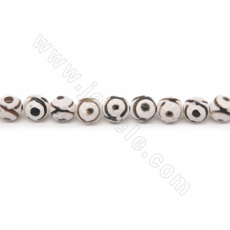 Perline riscaldate di agata tibetana Dzi Diametro rotondo sfaccettato 8 mm Foro 1,2 mm Circa 47 perline/filare