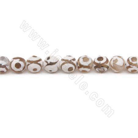 Heated Tibetan Dzi Agate Beads Strand Faceted Round Diameter  8mm Hole 1.2mm Approx. 48 Beads/Strand 39-40cm
