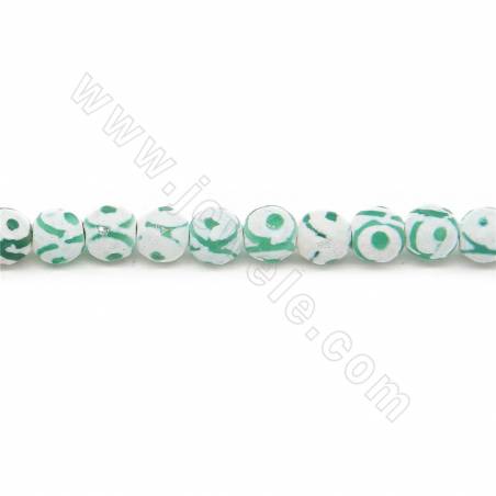 Perline riscaldate di agata tibetana Dzi Diametro rotondo sfaccettato 6 mm Foro 0,8 mm Circa 63 perline/filare