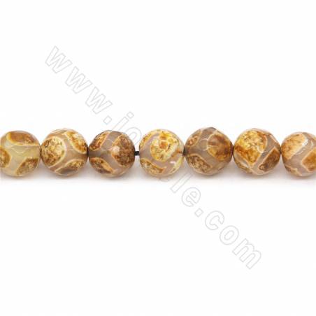 Erhitzte tibetische Dzi-Achat-Perlen Strang Facettierter runder Durchmesser 10 mm Loch 1 mm Ungefähr 38 Perlen / Strang