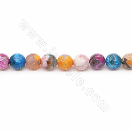 Rouleau de perles d'agate tibétaine chauffée Dzi à facettes, diamètre 12 mm, trou 1,2 mm, environ 32 perles par rouleau