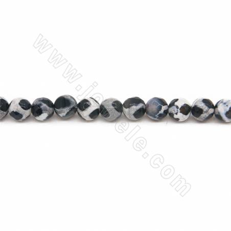 Heated Tibetan Dzi Agate Beads Strand Faceted Round Diameter 6mm Hole 1mm Length  39~40cm/Strand
