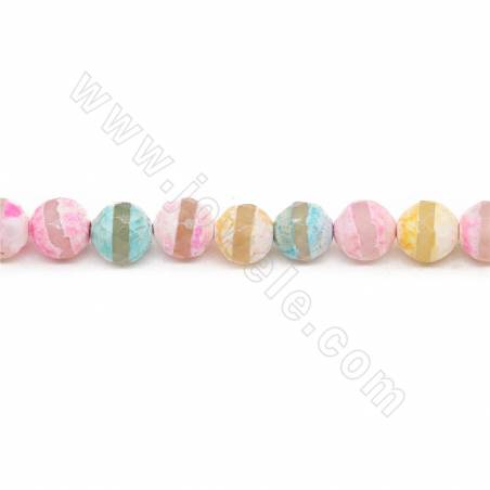 Heated Tibetan Dzi Agate Beads Strand Faceted Round Diameter 10mm Hole 1.2mm Approx. 38 Beads/Strand 39-40cm