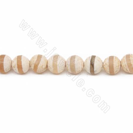 Rouleau de perles d'agate tibétaine Dzi chauffées, facettes rondes, diamètre 10 mm, trou 1,5 mm, environ 38 perles par rouleau