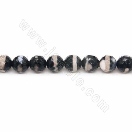 Heated Tibetan Dzi Agate Beads Strand Faceted Round Diameter 10mm Hole 1.2mm Length 39~40cm/Strand