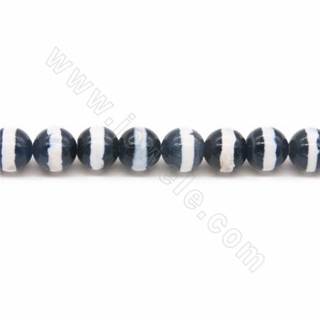 Erhitzte tibetische Dzi-Achat-Perlen Strang Runder Durchmesser 10 mm Loch 1,2 mm Ungefähr 38 Perlen / Strang
